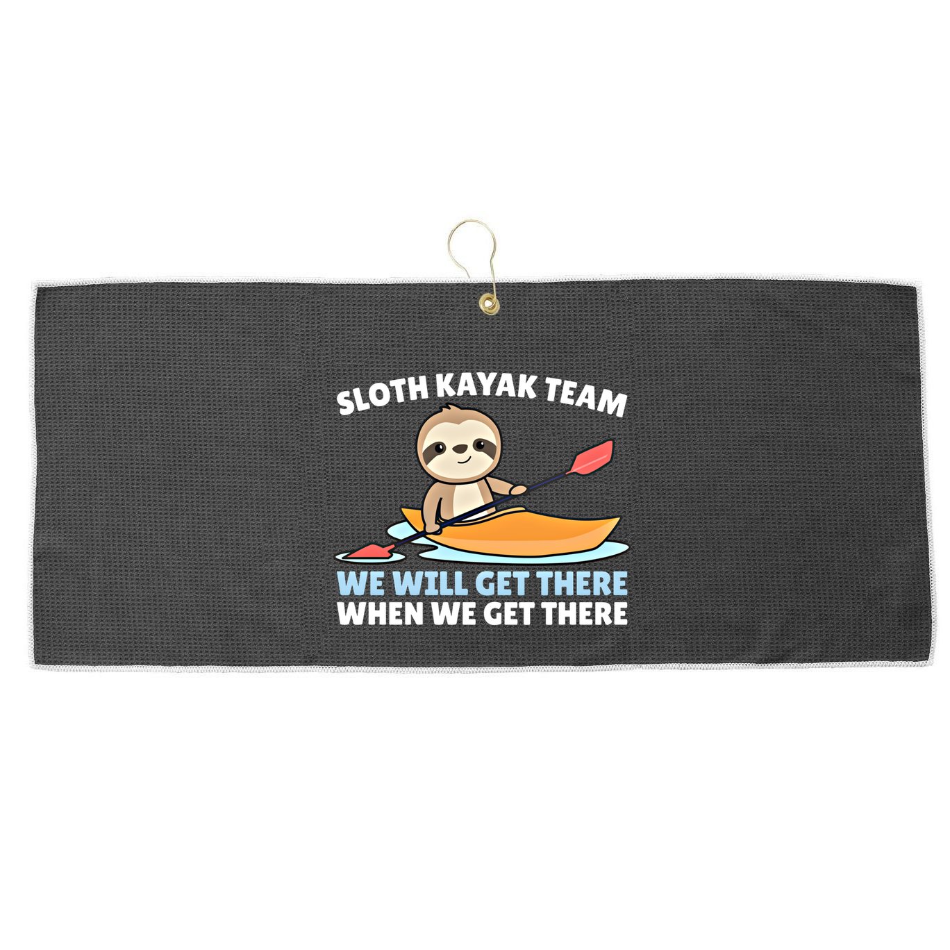 Sloth Kayak Team Funny Sloths Paddling Over Water Meaningful Gift Large Microfiber Waffle Golf Towel