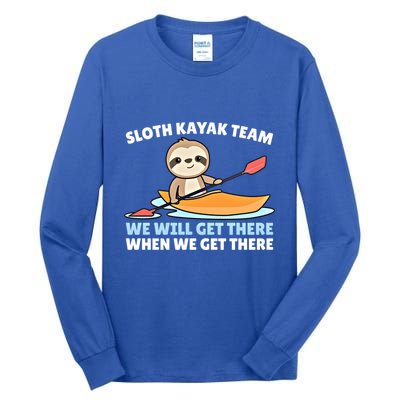 Sloth Kayak Team Funny Sloths Paddling Over Water Meaningful Gift Tall Long Sleeve T-Shirt