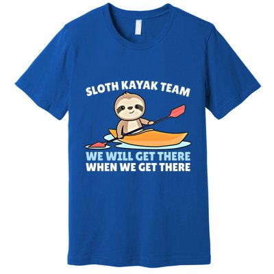 Sloth Kayak Team Funny Sloths Paddling Over Water Meaningful Gift Premium T-Shirt