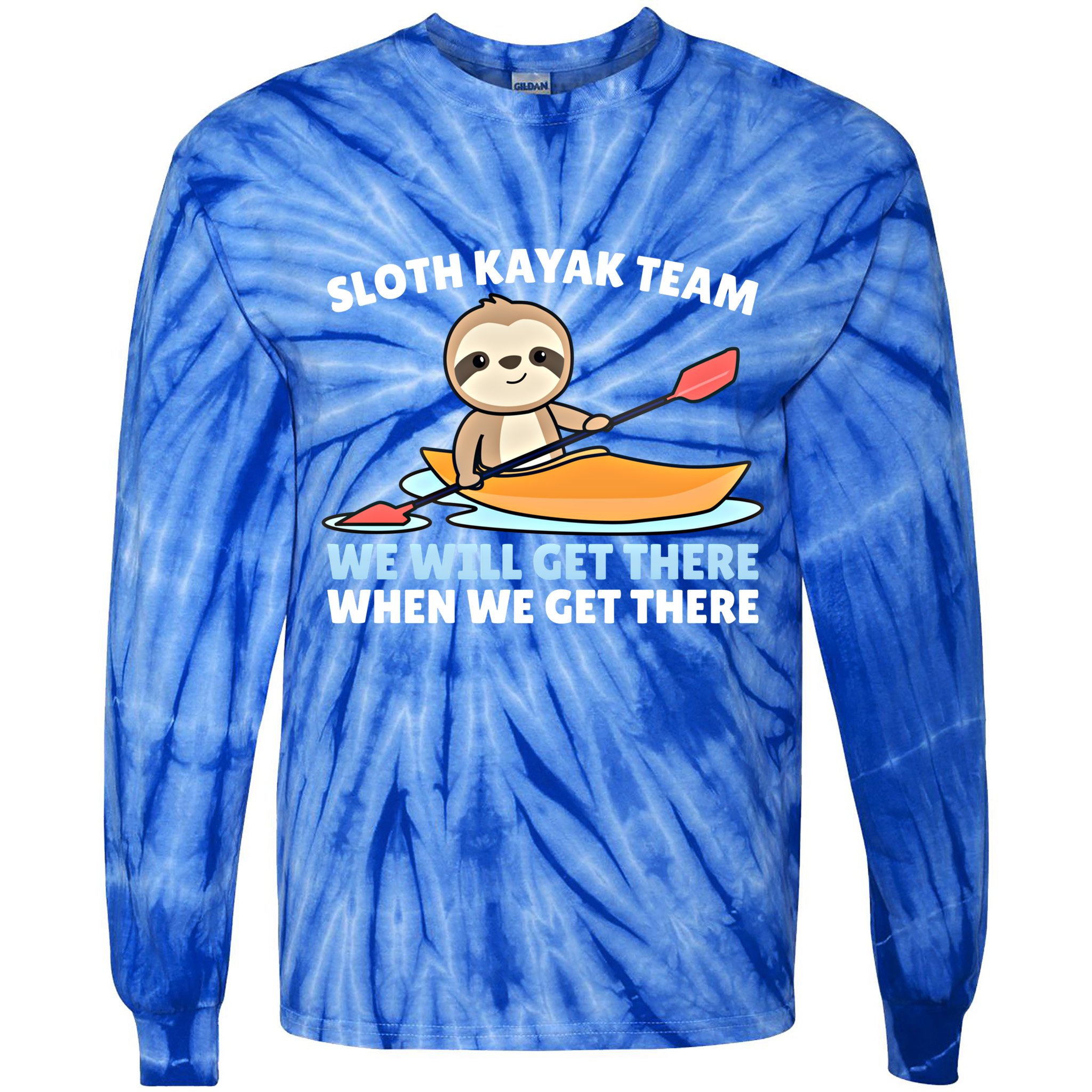 Sloth Kayak Team Funny Sloths Paddling Over Water Meaningful Gift Tie-Dye Long Sleeve Shirt