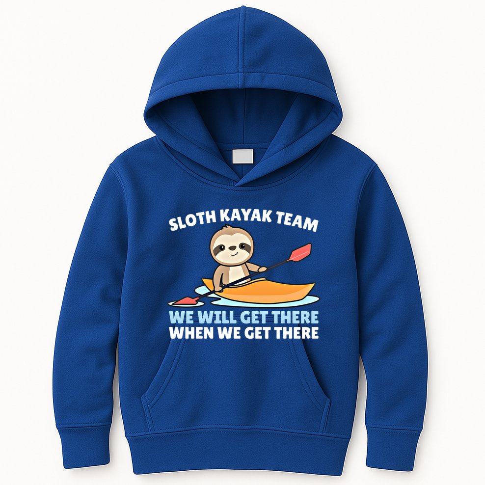 Sloth Kayak Team Funny Sloths Paddling Over Water Meaningful Gift Kids Hoodie