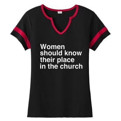 Should Know Their Place In The Church Apostle Prophet Evangelist Pastor Ladies Halftime Notch Neck Tee