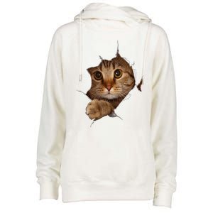 Sweet Kitten Torn Cloth Funny Cat Lover Cat Owner Cat Lady Womens Funnel Neck Pullover Hood