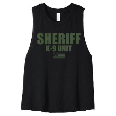 Sheriff K9 Unit Police Flag Uniform Women's Racerback Cropped Tank