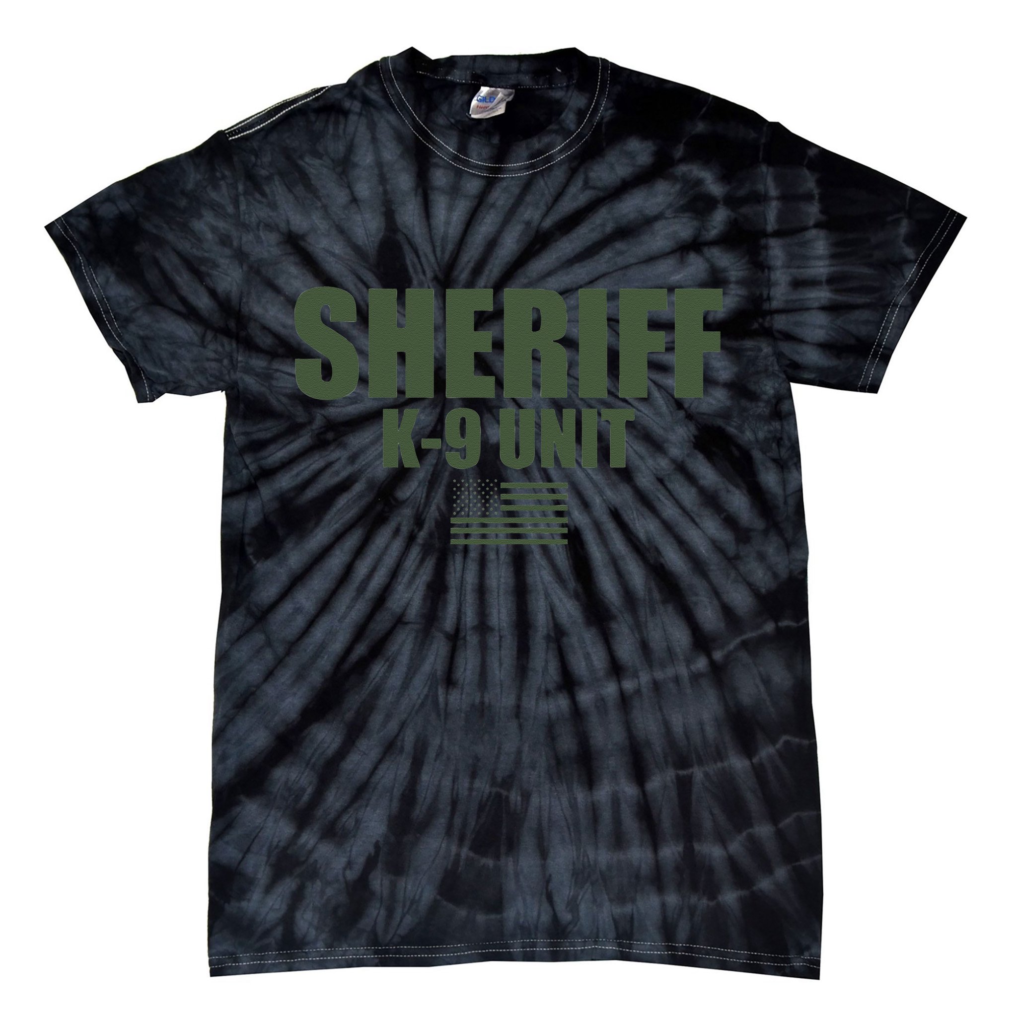 Sheriff K9 Unit Police Flag Uniform Tie-Dye T-Shirt