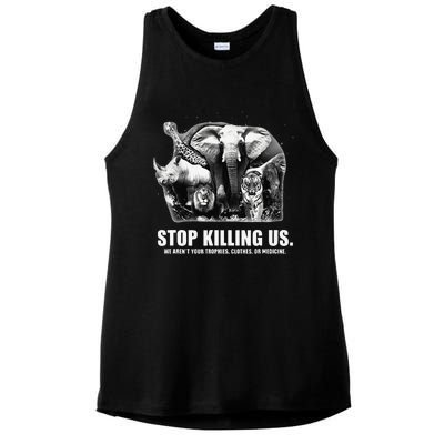 Stops Killing Us Earth Day Animal Lover Inspiration Message Ladies PosiCharge Tri-Blend Wicking Tank