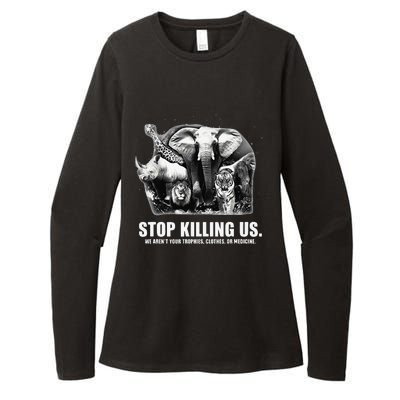 Stops Killing Us Earth Day Animal Lover Inspiration Message Womens CVC Long Sleeve Shirt