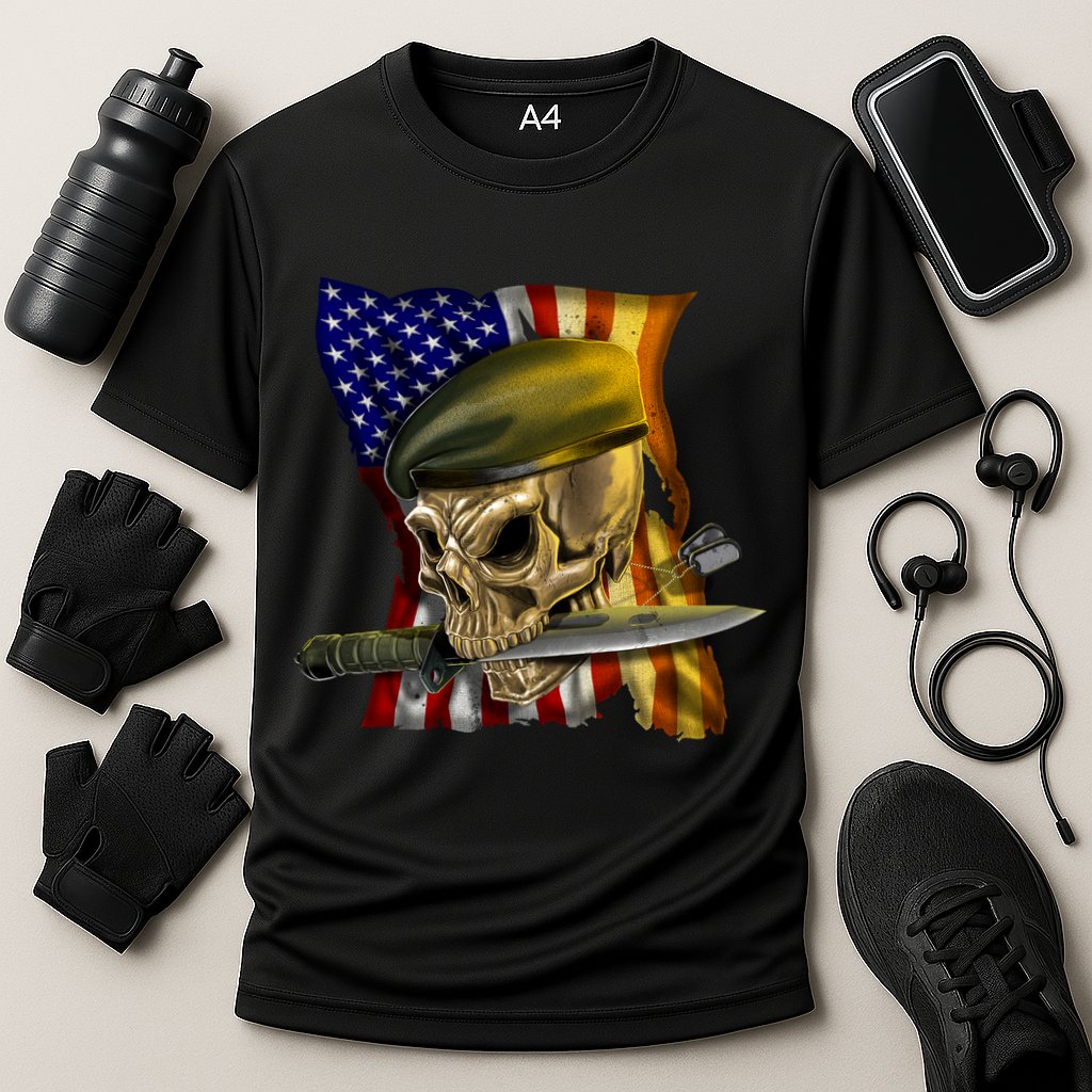 Skull Beret Military Cooling Performance Crew T-Shirt
