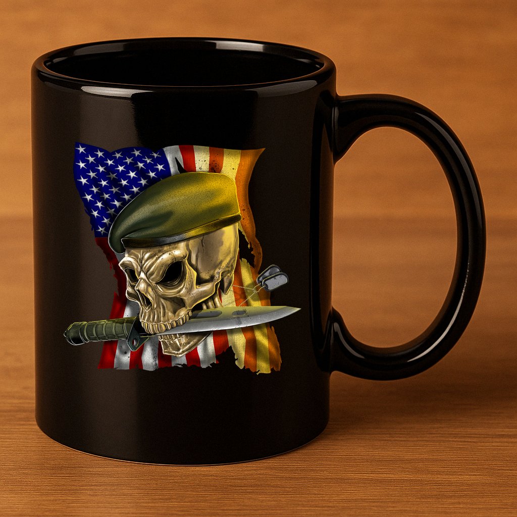 Skull Beret Military 11oz C Handle Ceramic Mug