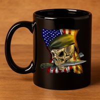 Skull Beret Military 11oz C Handle Ceramic Mug