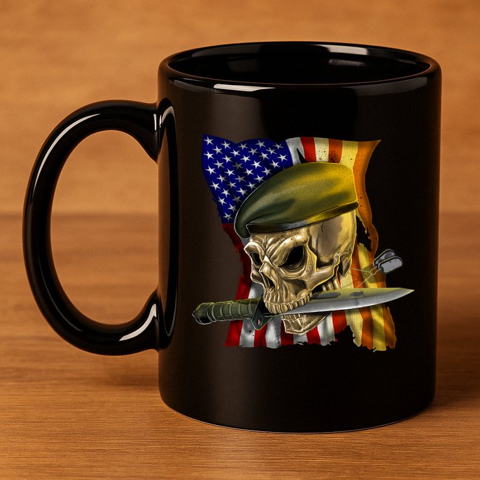 Skull Beret Military 11oz C Handle Ceramic Mug
