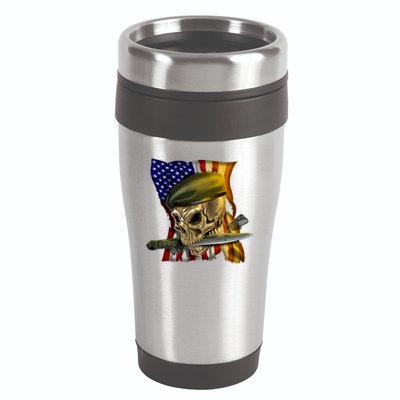 Skull Beret Military 16oz Travel Tumbler