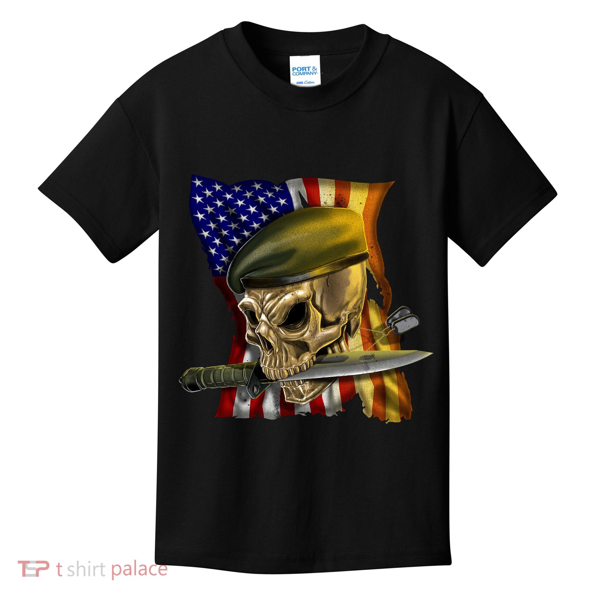 Skull Beret Military Kids T-Shirt