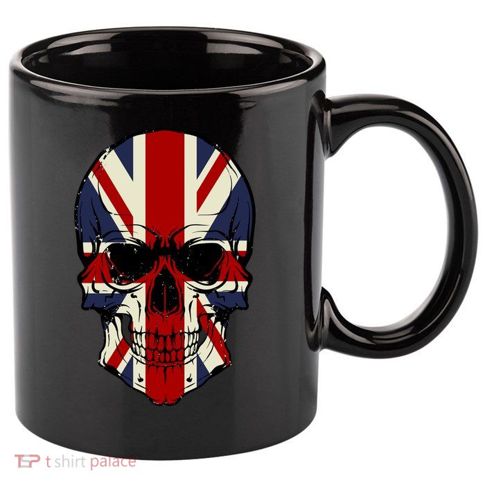 Skull Face British Flag 11oz C Handle Ceramic Mug