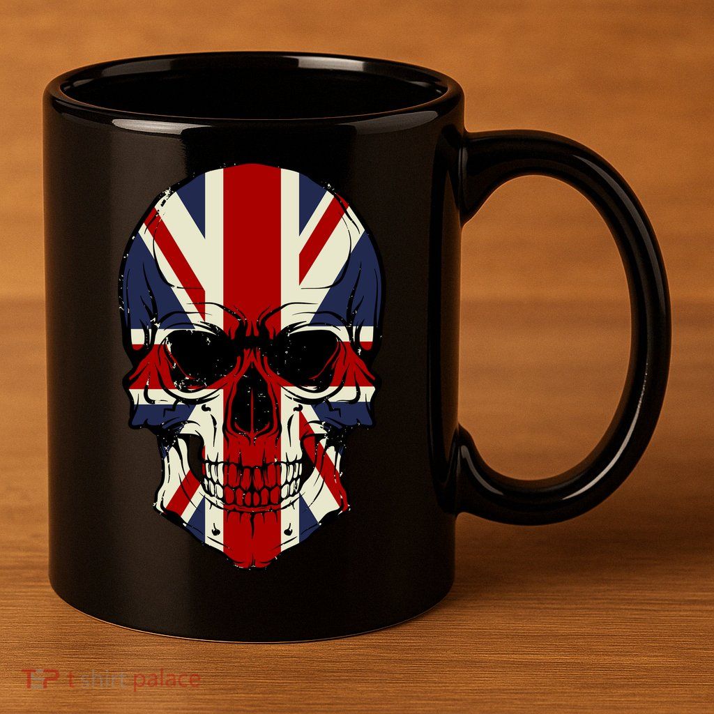 Skull Face British Flag 11oz C Handle Ceramic Mug