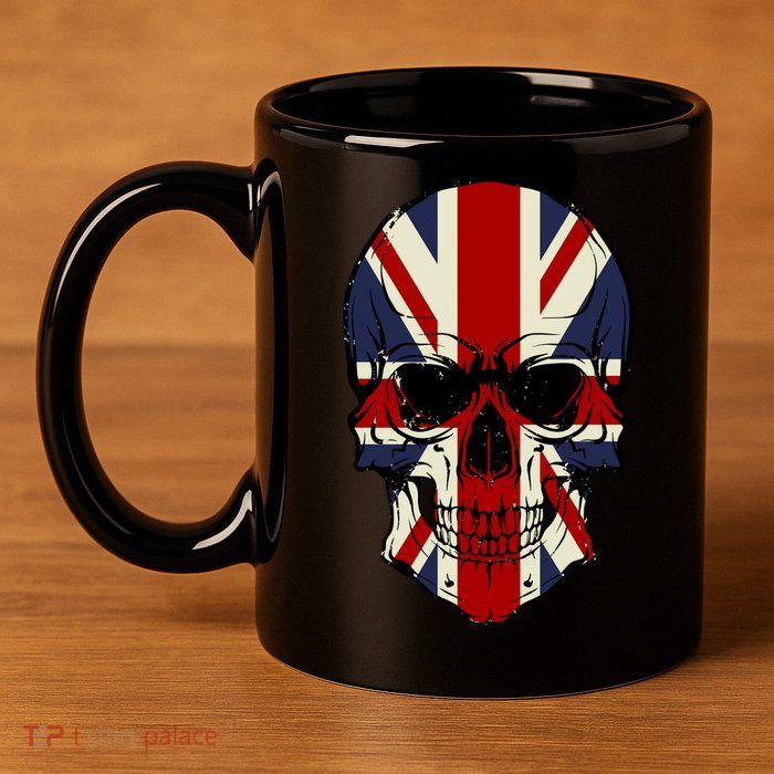 Skull Face British Flag 11oz C Handle Ceramic Mug