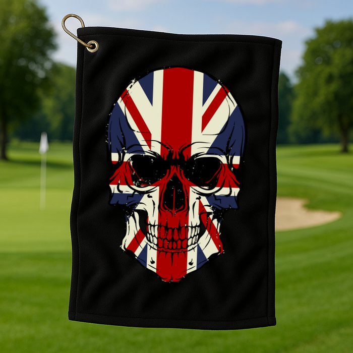 Skull Face British Flag Golf Towel