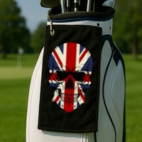 Skull Face British Flag Golf Towel