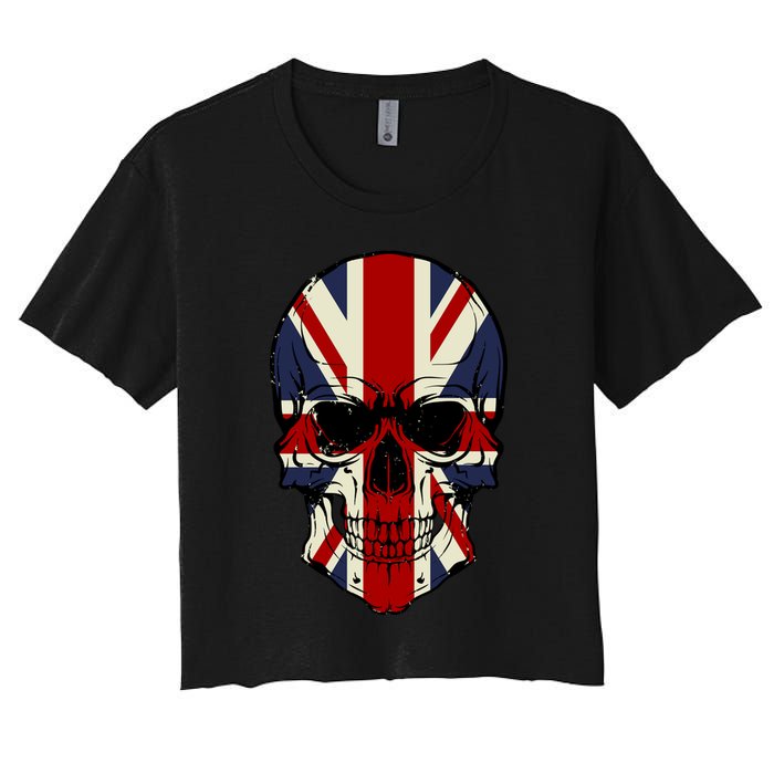 Skull Face British Flag Women's Crop Top Tee