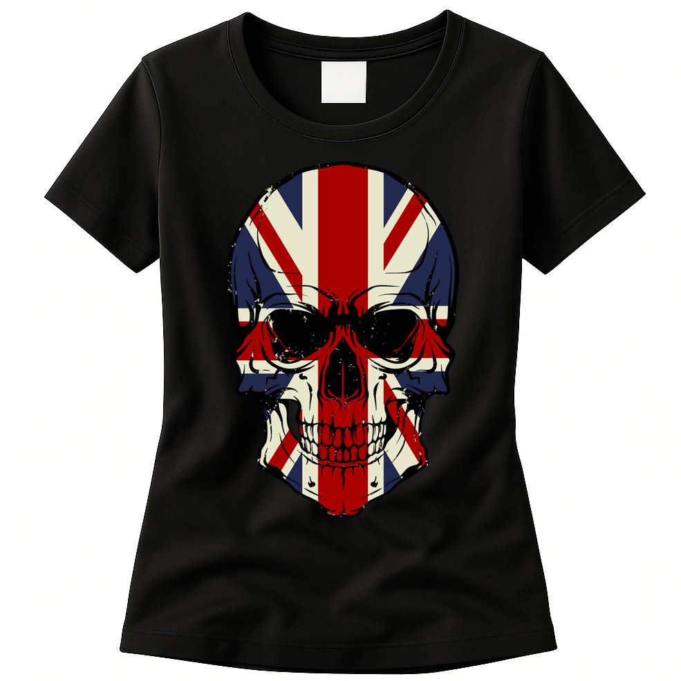 Skull Face British Flag Womens T-Shirt