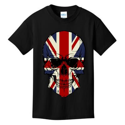 Skull Face British Flag Kids T-Shirt