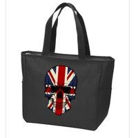 Skull Face British Flag Zip Tote Bag