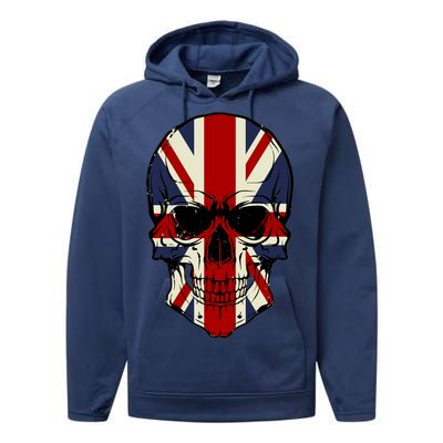 Skull Face British Flag Performance Fleece Hoodie