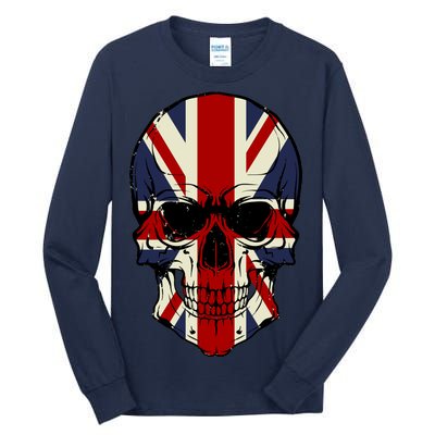 Skull Face British Flag Tall Long Sleeve T-Shirt