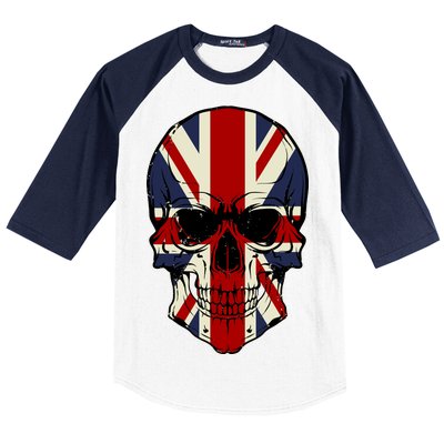 Skull Face British Flag Baseball Sleeve Shirt