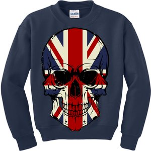 Skull Face British Flag Kids Sweatshirt