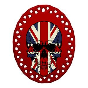 Skull Face British Flag Ceramic Oval Ornament