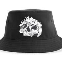 Skull Head With Cats Sustainable Bucket Hat