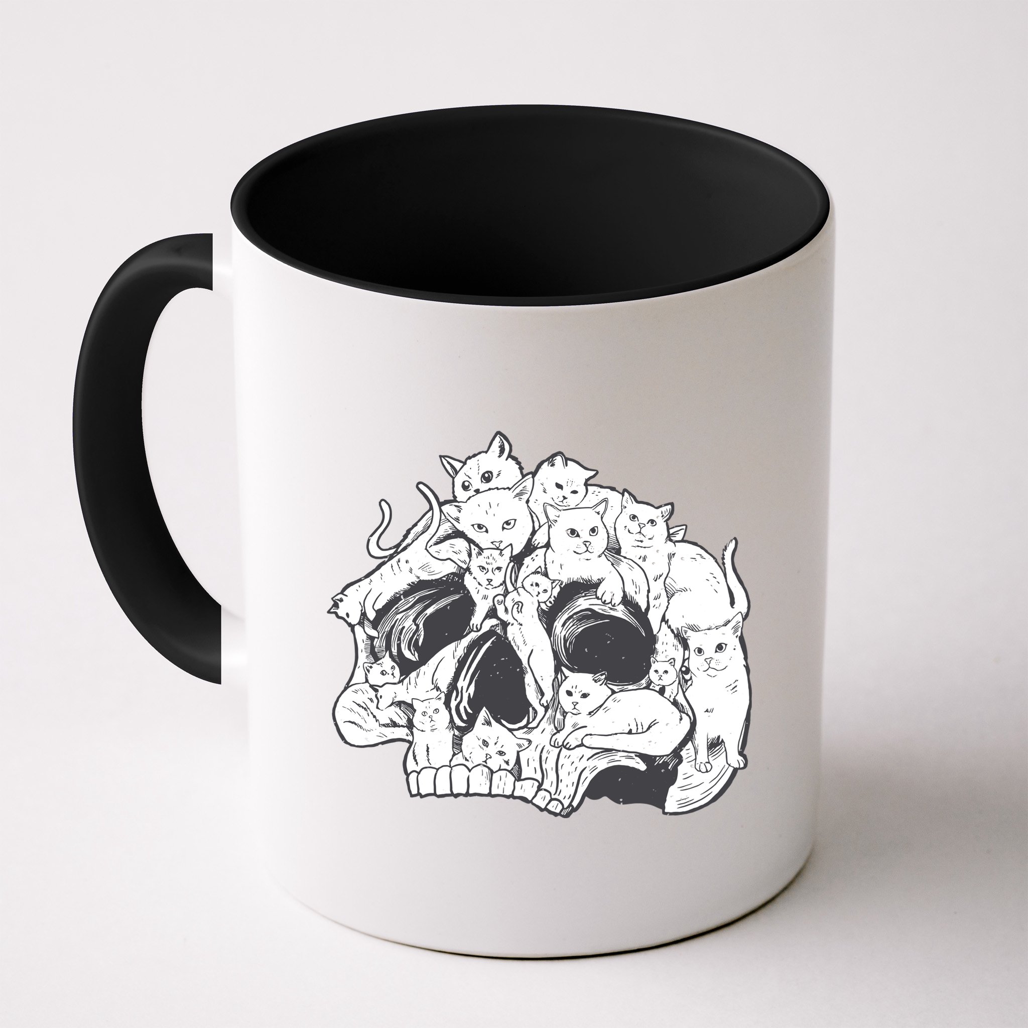 Skull Head With Cats Mug
