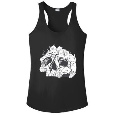 Skull Head With Cats Ladies PosiCharge Competitor Racerback Tank