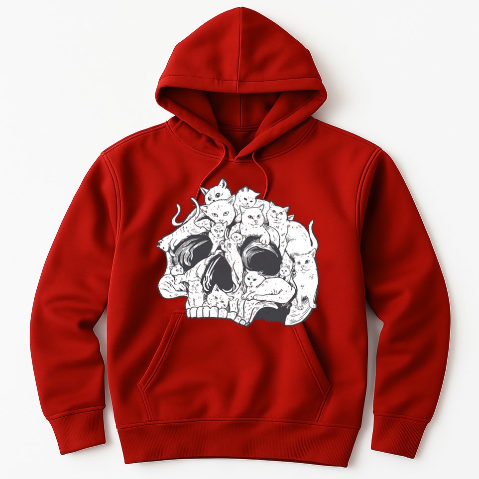 Skull Head With Cats Hoodie