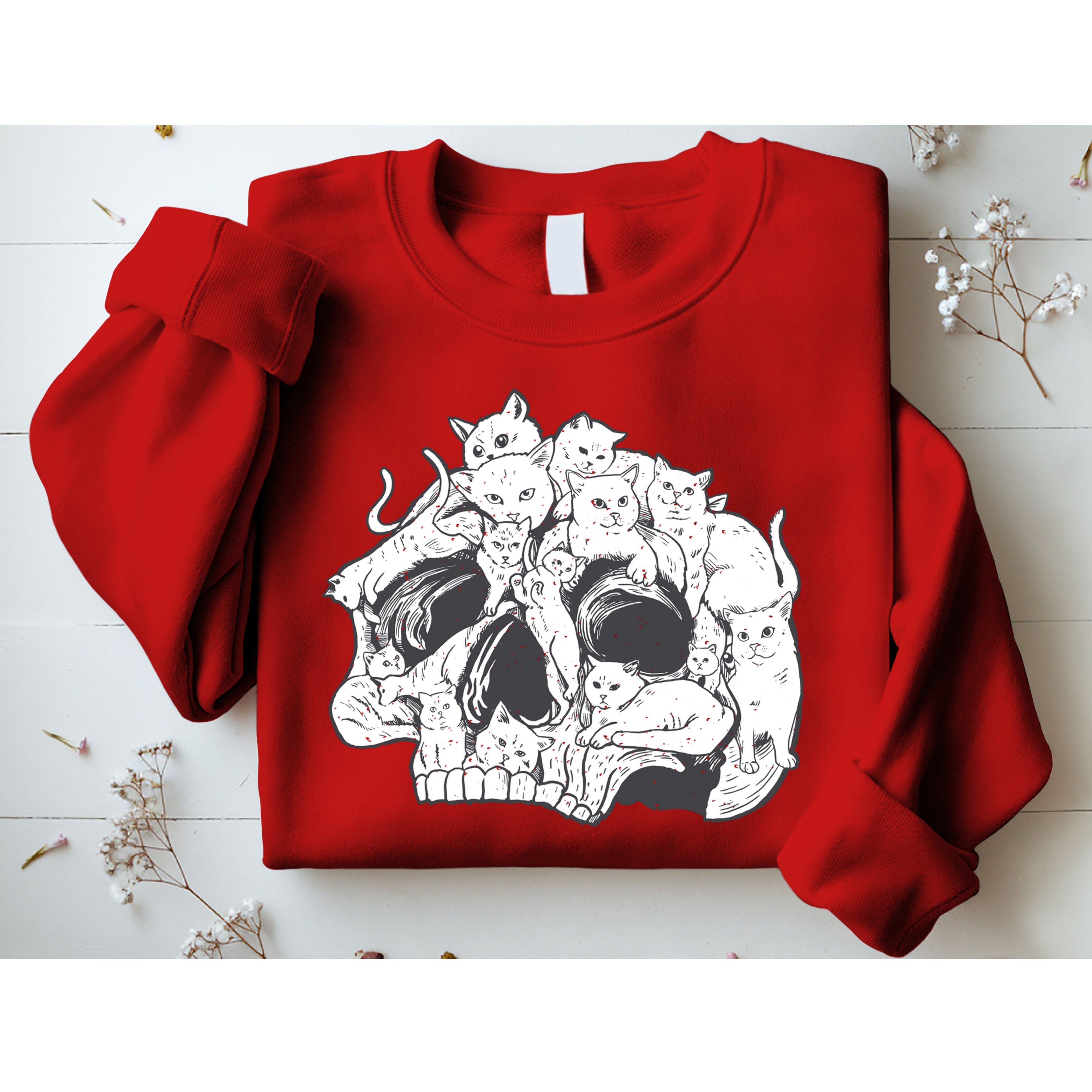 Skull Head With Cats Sweatshirt