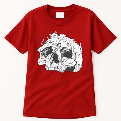 Skull Head With Cats Tall T-Shirt