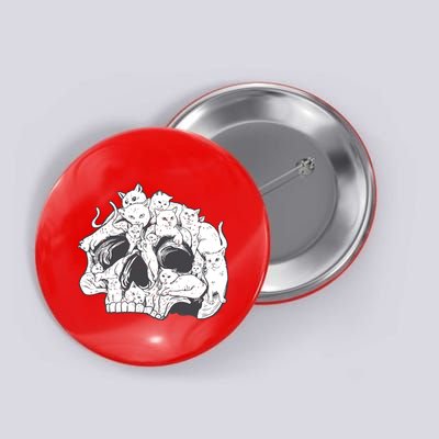 Skull Head With Cats Button