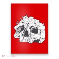 Skull Head With Cats Poster