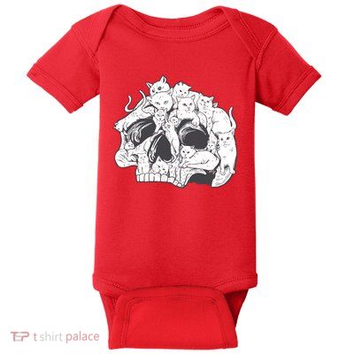 Skull Head With Cats Baby Bodysuit