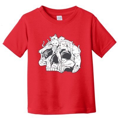 Skull Head With Cats Toddler T-Shirt