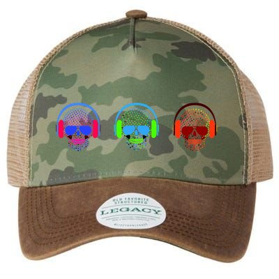 Skull Icons With Headphones Legacy Tie Dye Trucker Hat