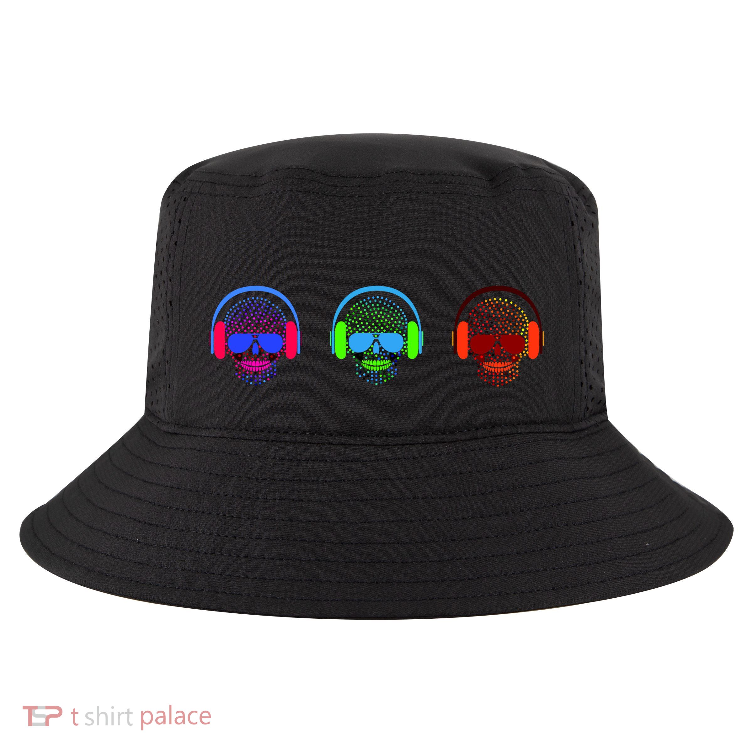 Skull Icons With Headphones Cool Comfort Performance Bucket Hat