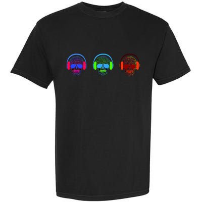 Skull Icons With Headphones Garment-Dyed Heavyweight T-Shirt
