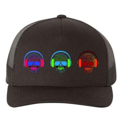 Skull Icons With Headphones Yupoong Adult 5-Panel Trucker Hat