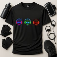 Skull Icons With Headphones Cooling Performance Crew T-Shirt