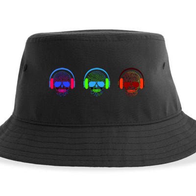 Skull Icons With Headphones Sustainable Bucket Hat