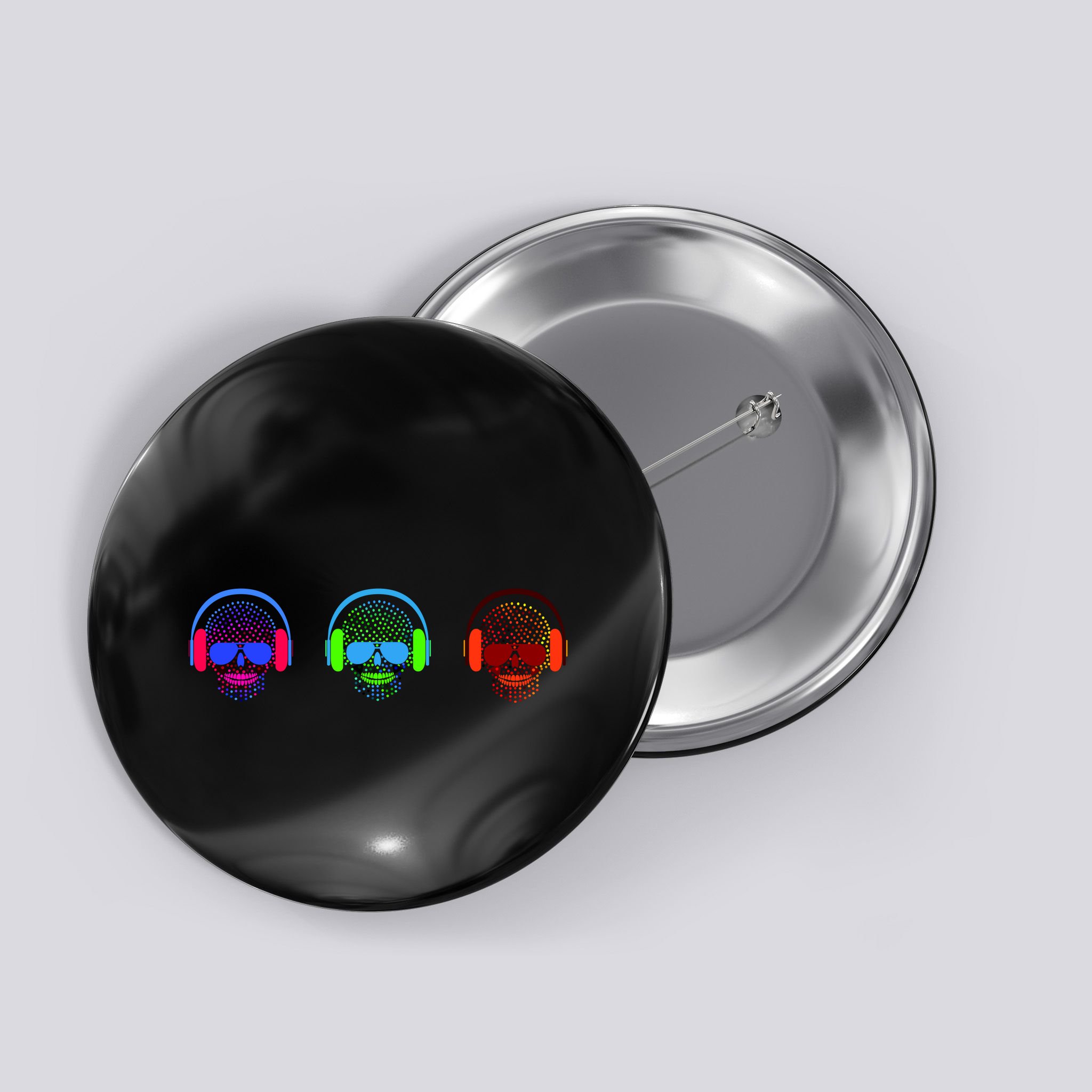 Skull Icons With Headphones Button