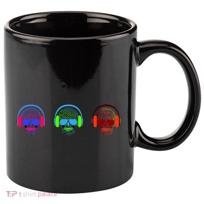 Skull Icons With Headphones 11oz C Handle Ceramic Mug
