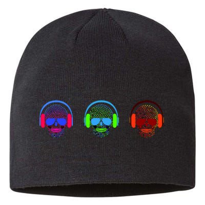 Skull Icons With Headphones Sustainable Beanie